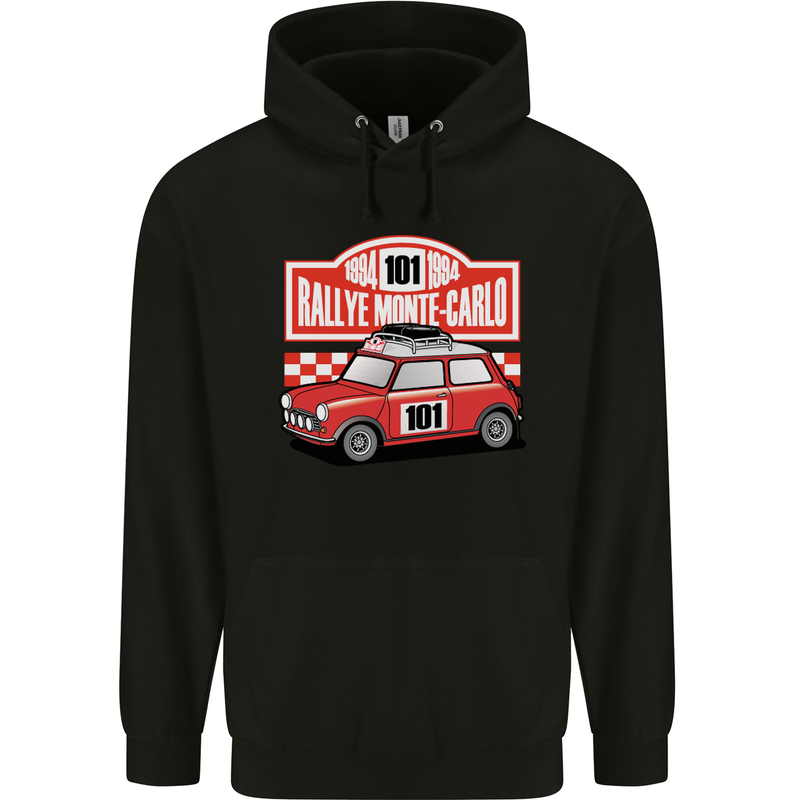 Rallye Monte Carlo Mini Rally Car Mens 80% Cotton Hoodie Black