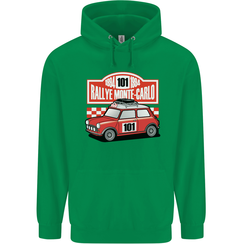 Rallye Monte Carlo Mini Rally Car Mens 80% Cotton Hoodie Irish Green