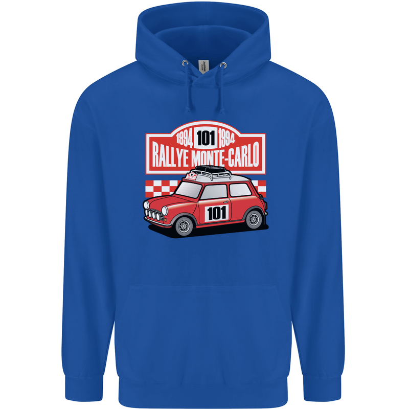 Rallye Monte Carlo Mini Rally Car Mens 80% Cotton Hoodie Royal Blue