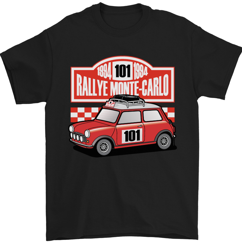 Rallye Monte Carlo Mini Rally Car Mens T-Shirt Cotton Gildan Black