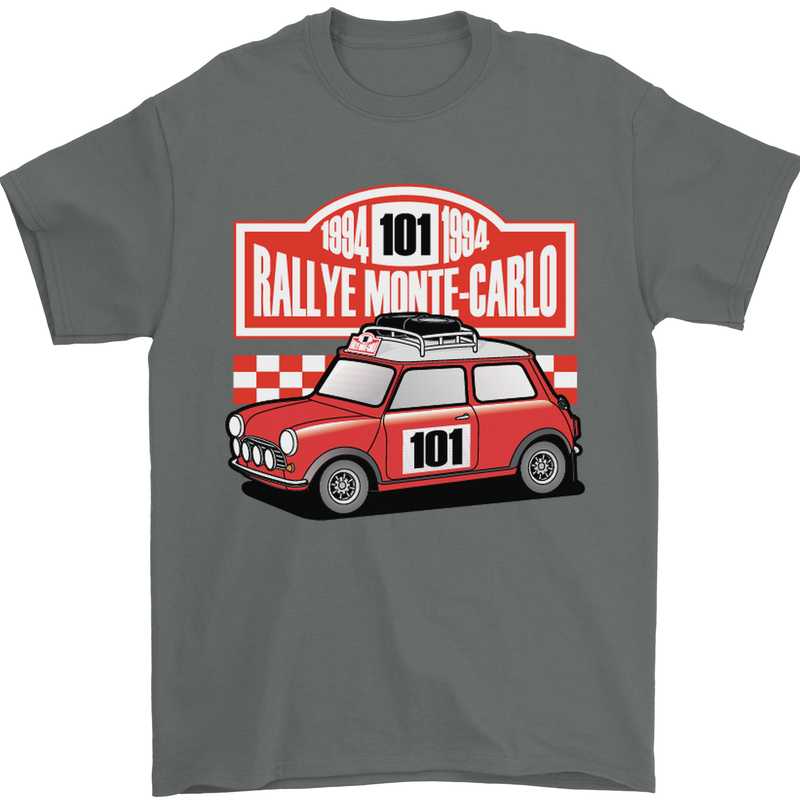 Rallye Monte Carlo Mini Rally Car Mens T-Shirt Cotton Gildan Charcoal
