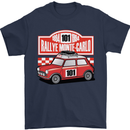 Rallye Monte Carlo Mini Rally Car Mens T-Shirt Cotton Gildan Navy Blue