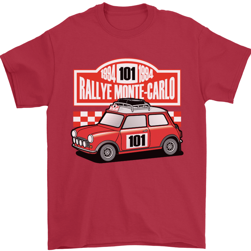 Rallye Monte Carlo Mini Rally Car Mens T-Shirt Cotton Gildan Red
