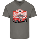 Rallye Monte Carlo Mini Rally Car Mens V-Neck Cotton T-Shirt Charcoal