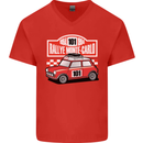 Rallye Monte Carlo Mini Rally Car Mens V-Neck Cotton T-Shirt Red