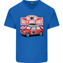 Rallye Monte Carlo Mini Rally Car Mens V-Neck Cotton T-Shirt Royal Blue