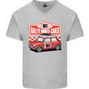 Rallye Monte Carlo Mini Rally Car Mens V-Neck Cotton T-Shirt Sports Grey