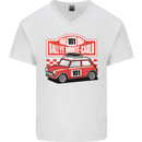 Rallye Monte Carlo Mini Rally Car Mens V-Neck Cotton T-Shirt White