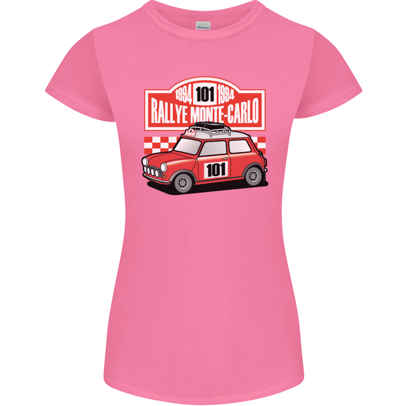 Rallye Monte Carlo Mini Rally Car Womens Petite Cut T-Shirt Azalea