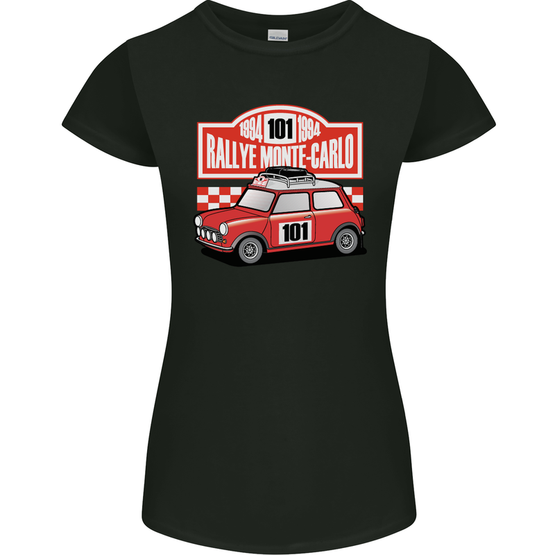 Rallye Monte Carlo Mini Rally Car Womens Petite Cut T-Shirt Black