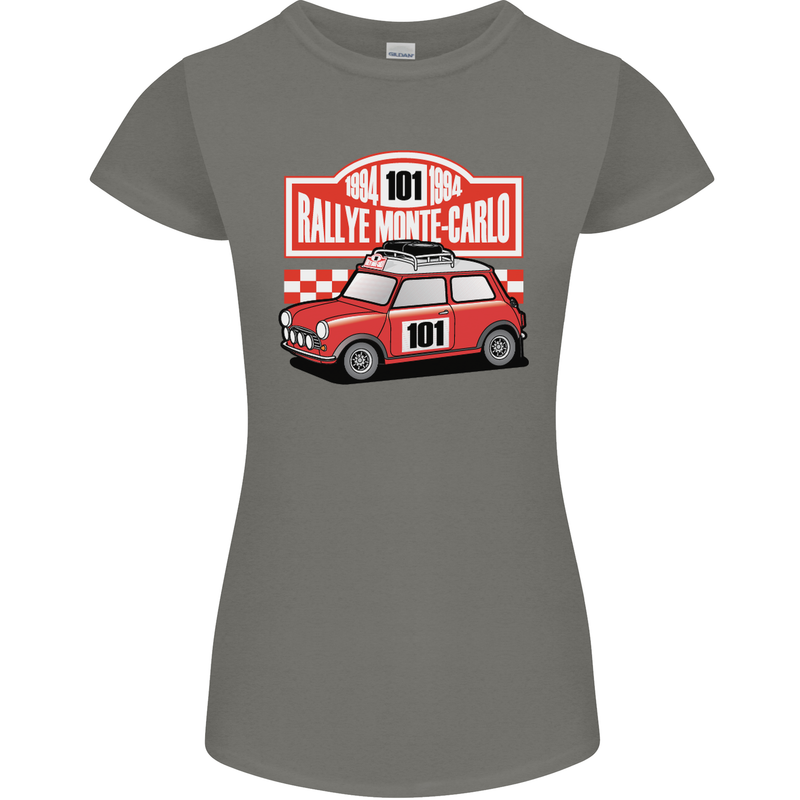 Rallye Monte Carlo Mini Rally Car Womens Petite Cut T-Shirt Charcoal