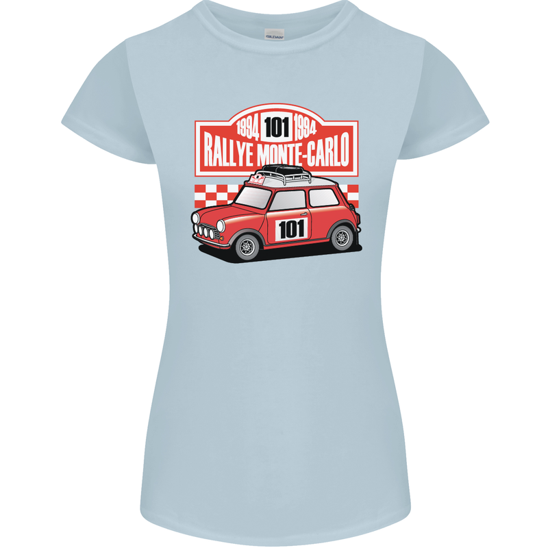 Rallye Monte Carlo Mini Rally Car Womens Petite Cut T-Shirt Light Blue