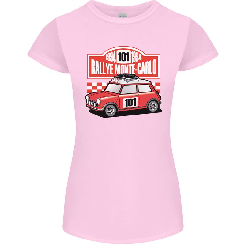 Rallye Monte Carlo Mini Rally Car Womens Petite Cut T-Shirt Light Pink
