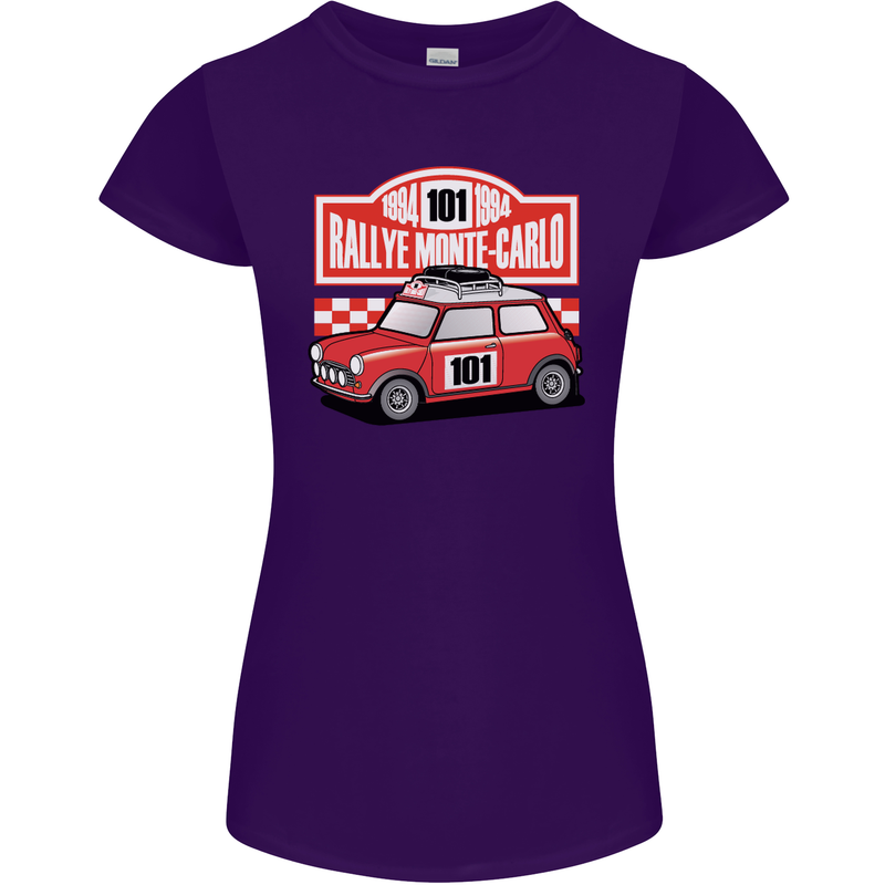 Rallye Monte Carlo Mini Rally Car Womens Petite Cut T-Shirt Purple