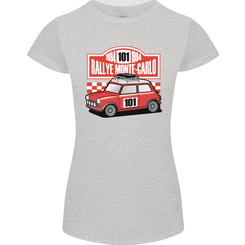 Rallye Monte Carlo Mini Rally Car Womens Petite Cut T-Shirt Sports Grey