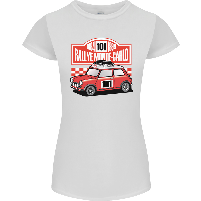 Rallye Monte Carlo Mini Rally Car Womens Petite Cut T-Shirt White