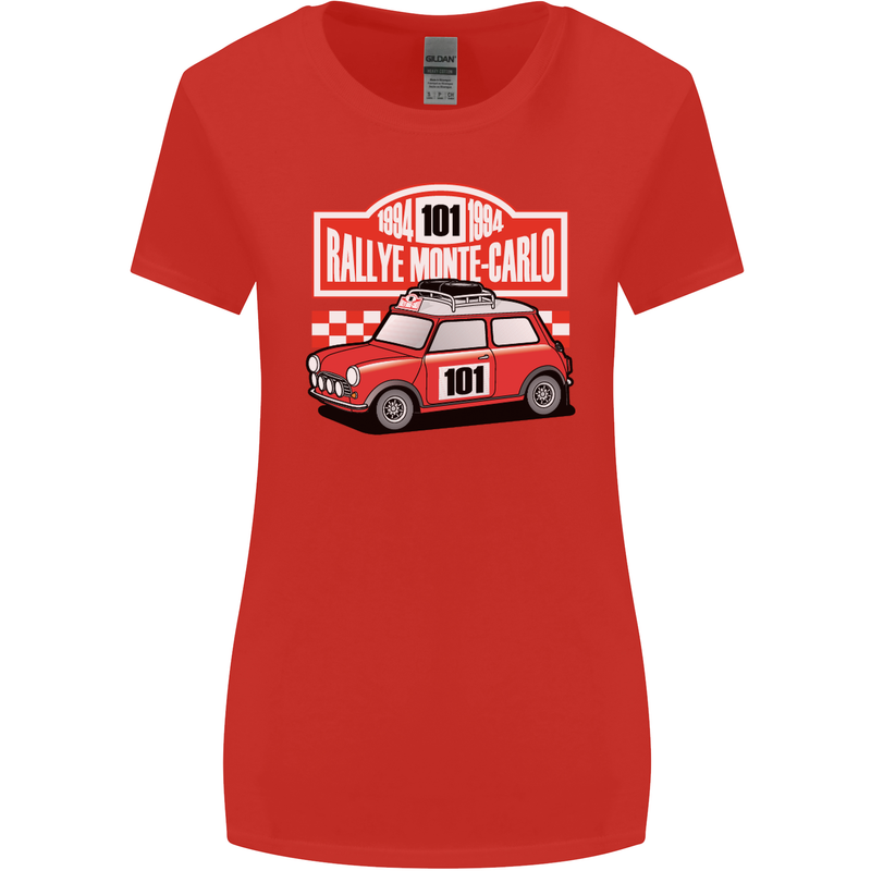 Rallye Monte Carlo Mini Rally Car Womens Wider Cut T-Shirt Red
