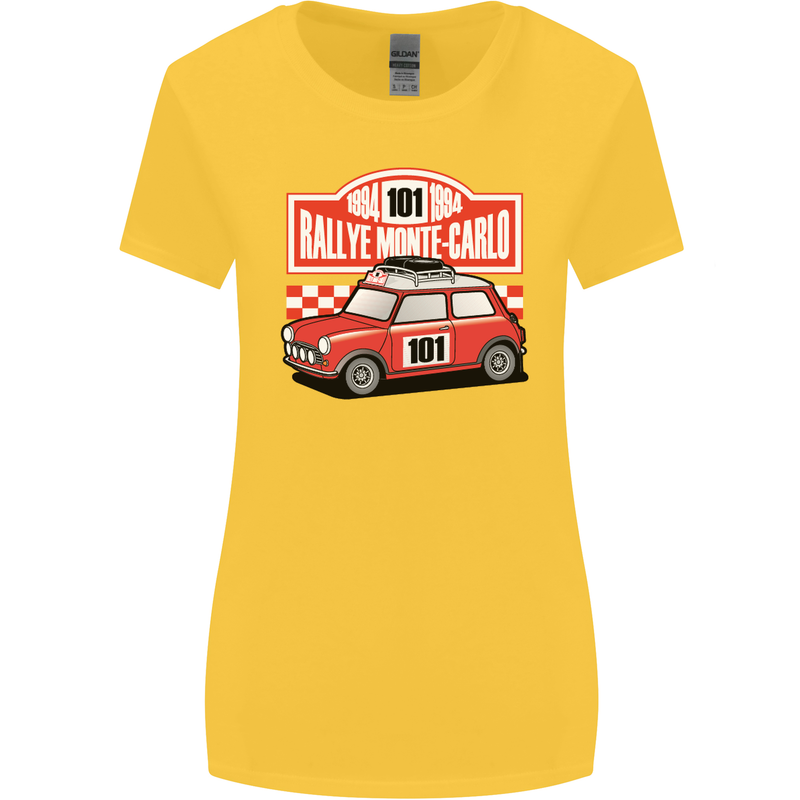 Rallye Monte Carlo Mini Rally Car Womens Wider Cut T-Shirt Yellow