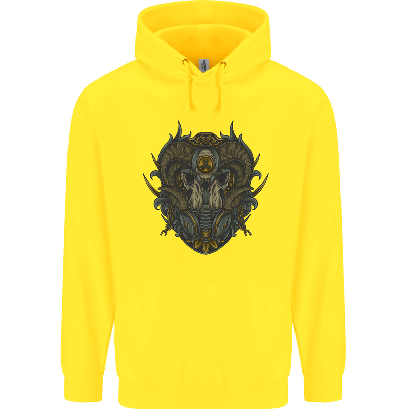 Ram Skull With Respirator Childrens Kids Hoodie Yellow