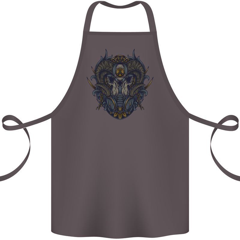 Ram Skull With Respirator Cotton Apron 100% Organic Dark Grey