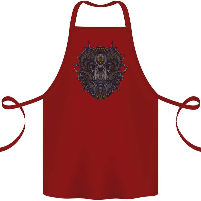 Ram Skull With Respirator Cotton Apron 100% Organic Maroon