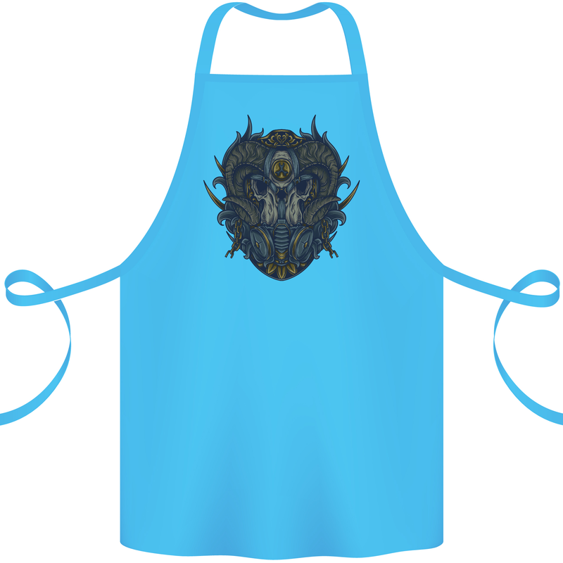 Ram Skull With Respirator Cotton Apron 100% Organic Turquoise