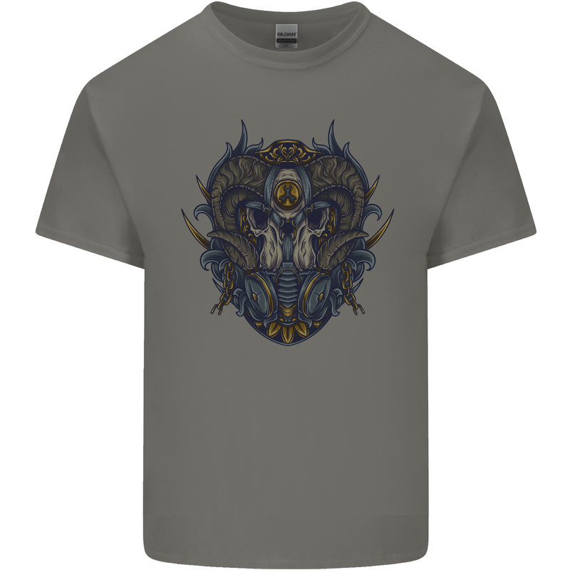 Ram Skull With Respirator Kids T-Shirt Childrens Charcoal