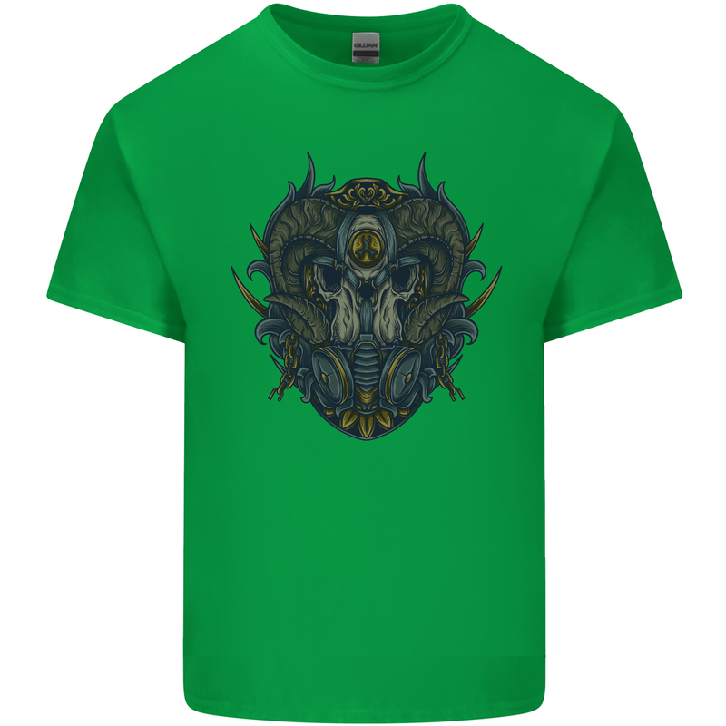 Ram Skull With Respirator Kids T-Shirt Childrens Irish Green