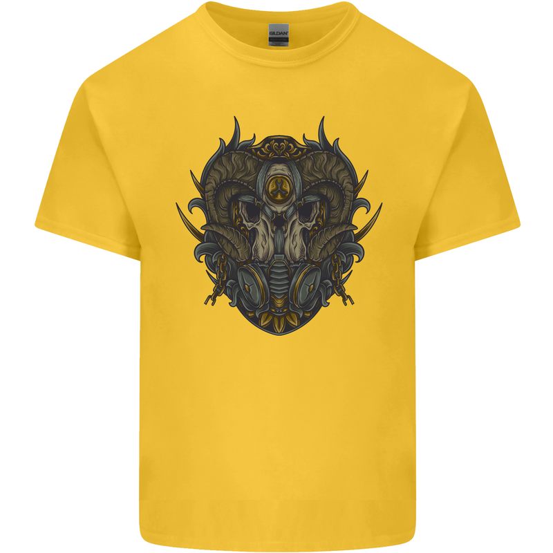 Ram Skull With Respirator Kids T-Shirt Childrens Yellow