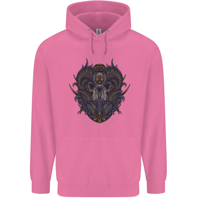 Ram Skull With Respirator Mens 80% Cotton Hoodie Azelea