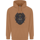 Ram Skull With Respirator Mens 80% Cotton Hoodie Caramel Latte