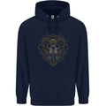 Ram Skull With Respirator Mens 80% Cotton Hoodie Navy Blue