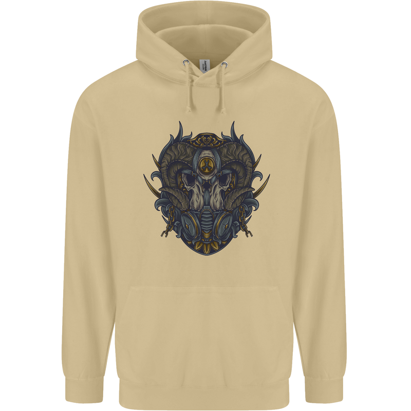 Ram Skull With Respirator Mens 80% Cotton Hoodie Sand
