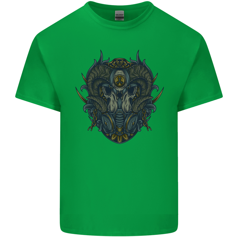 Ram Skull With Respirator Mens Cotton T-Shirt Tee Top Irish Green
