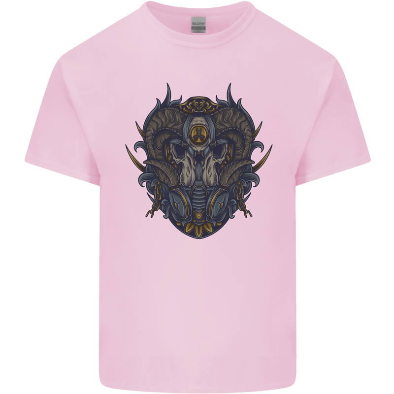 Ram Skull With Respirator Mens Cotton T-Shirt Tee Top Light Pink