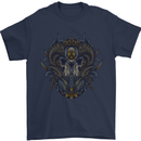 Ram Skull With Respirator Mens T-Shirt Cotton Gildan Navy Blue