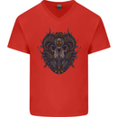 Ram Skull With Respirator Mens V-Neck Cotton T-Shirt Red