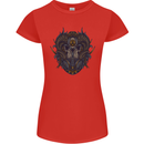 Ram Skull With Respirator Womens Petite Cut T-Shirt Red