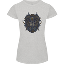 Ram Skull With Respirator Womens Petite Cut T-Shirt Sports Grey