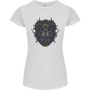 Ram Skull With Respirator Womens Petite Cut T-Shirt White