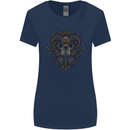 Ram Skull With Respirator Womens Wider Cut T-Shirt Navy Blue