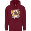 Ramen Lucky Cat Childrens Kids Hoodie Maroon