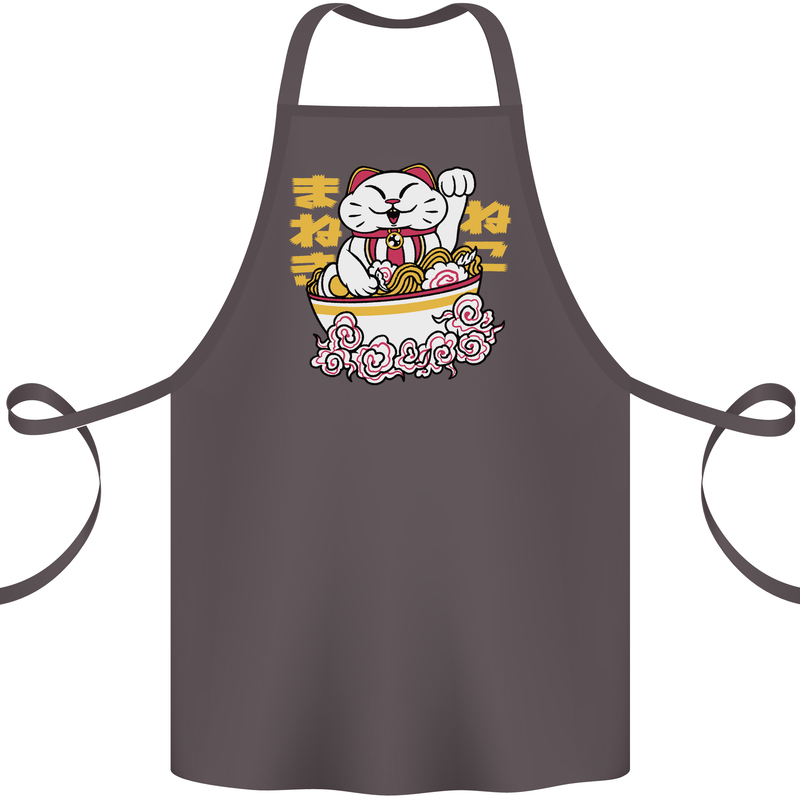 Ramen Lucky Cat Cotton Apron 100% Organic Dark Grey