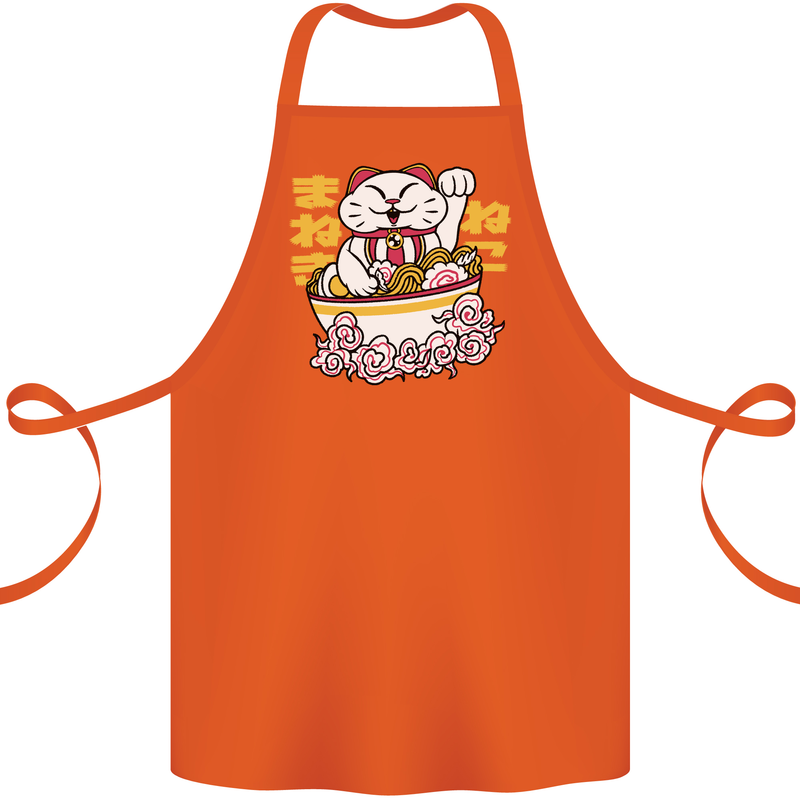 Ramen Lucky Cat Cotton Apron 100% Organic Orange