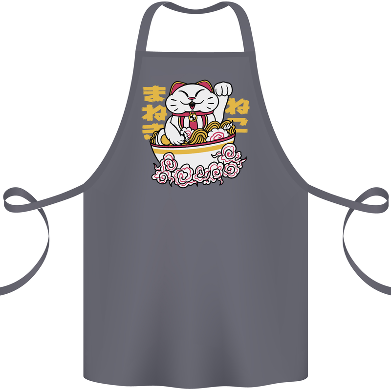 Ramen Lucky Cat Cotton Apron 100% Organic Steel