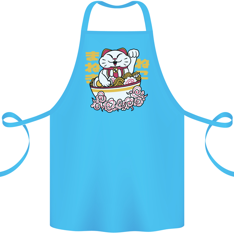 Ramen Lucky Cat Cotton Apron 100% Organic Turquoise