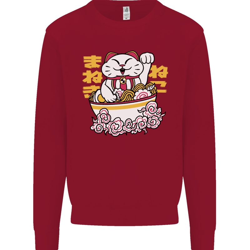 Ramen Lucky Cat Kids Sweatshirt Jumper Red