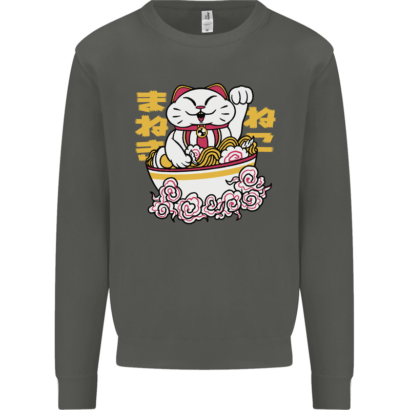 Ramen Lucky Cat Kids Sweatshirt Jumper Storm Grey