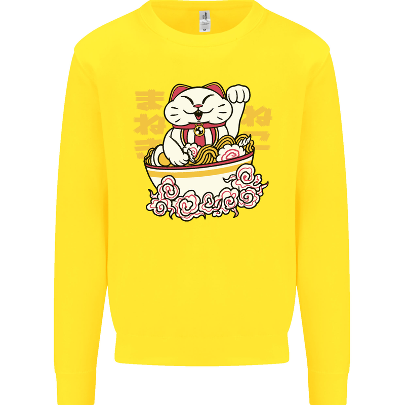 Ramen Lucky Cat Kids Sweatshirt Jumper Yellow