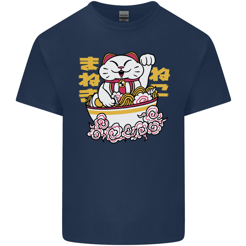Ramen Lucky Cat Kids T-Shirt Childrens Navy Blue